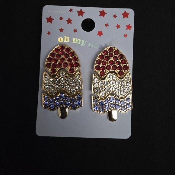 BaubleBar Red, Silver, and Blue Popsicle Earrings - Picture 1 of 1